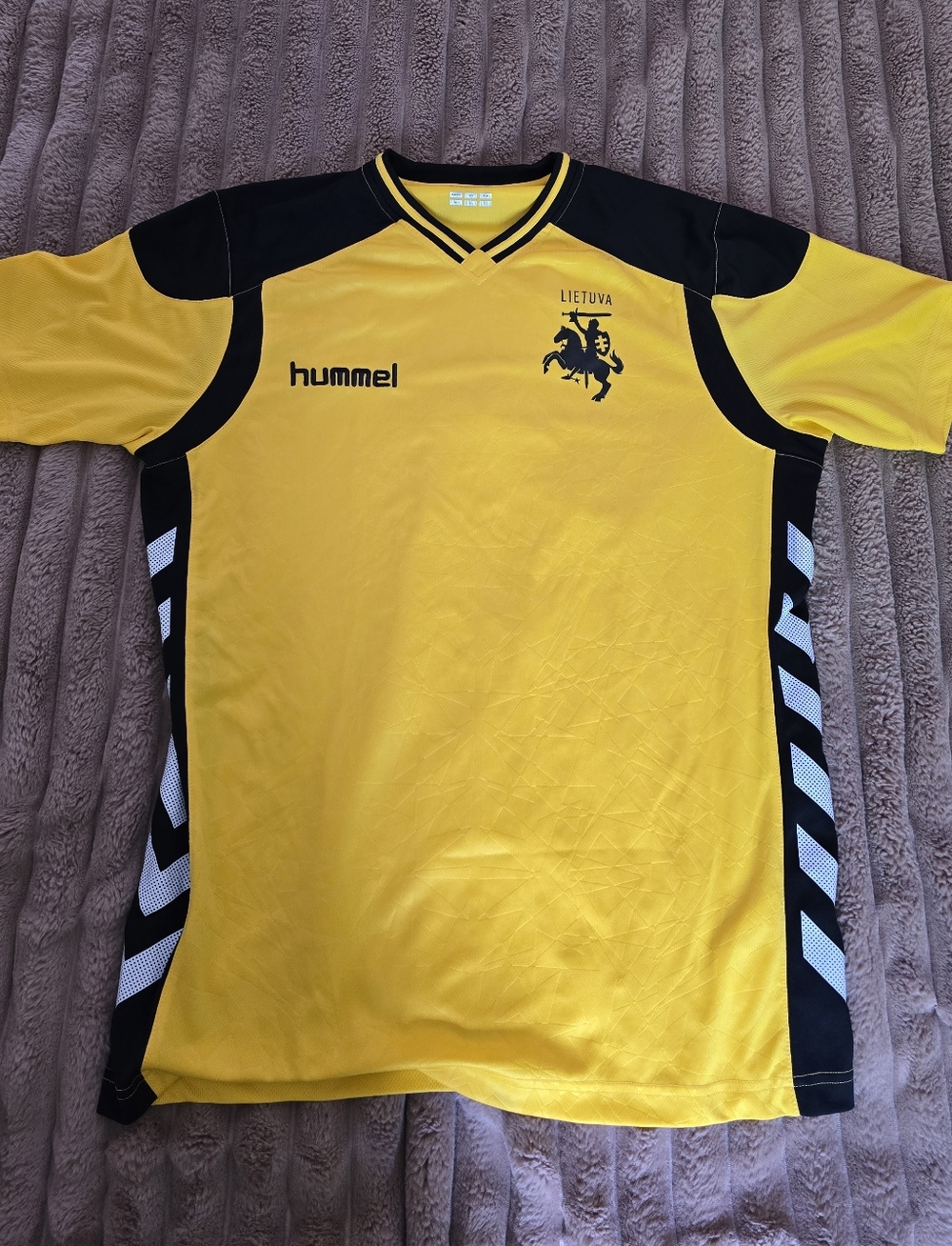 Hummel Lithuania Yellow and Black Men’s Soccer Jersey